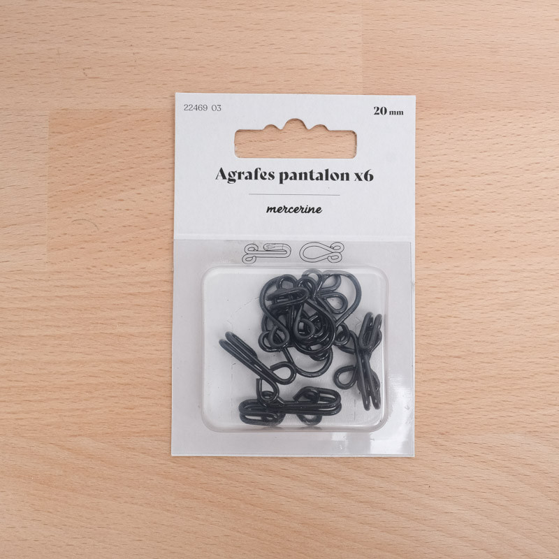 Cierre de corchete para pantalones, 20 mm, negro lacado